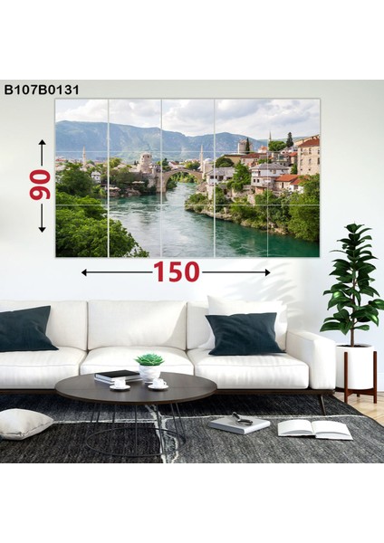 Manzara Desenli 15 Parçalı Ahşap Duvar Tablo 90X150