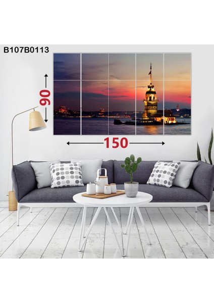 Kız Kulesi Baskılı 15 Parçalı Ahşap Tablo Seti 90X150