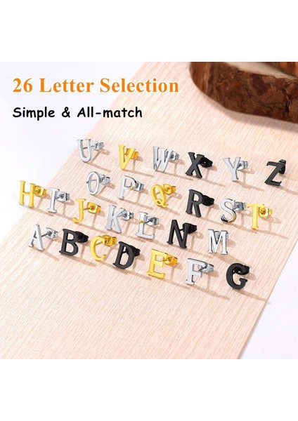 (Mektup S) Ilk Küpe 3 Pairs Saplama Küpe Seti, Paslanmaz Çelik Alfabe A - Z Mektup Çiviler Paketi (Yurt Dışından) fiyatları