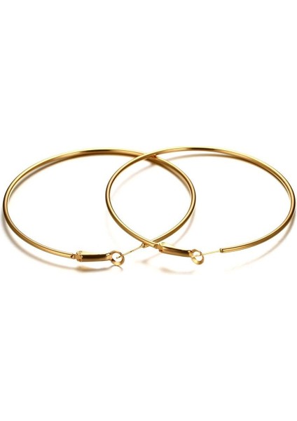 Three Beans (Altın, 70MM) Kadın Paslanmaz Çelik Minimalist Moda Hoop Küpe Döngü Boyutu 40-70MM (Yurt Dışından)