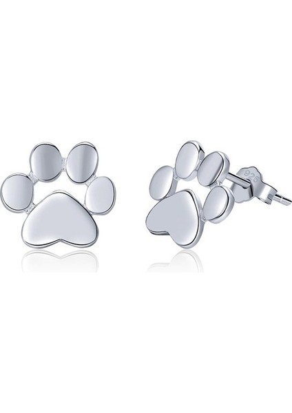 (Gümüş) 925 Ayar Gümüş Hayvan Kedi Paw Saplama Küpe Kadın Ayak Izleri Sevgililer Günü Hediyesi (Yurt Dışından)