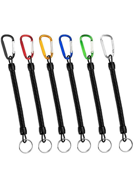 Three Beans Sıkı Spiral Kordonlu Carabiner, 6 Adet Geri Çekilebilir Anahtarlıklar (Yurt Dışından)
