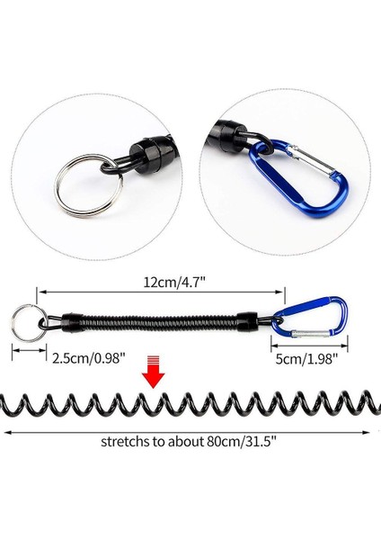 Three Beans Sıkı Spiral Kordonlu Carabiner, 6 Adet Geri Çekilebilir Anahtarlıklar (Yurt Dışından)