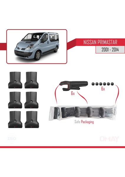 Nissan Primastar 2001-2014 Arası Fly Model Ara Atkı Tavan Barı Gri 3 Adet Bar