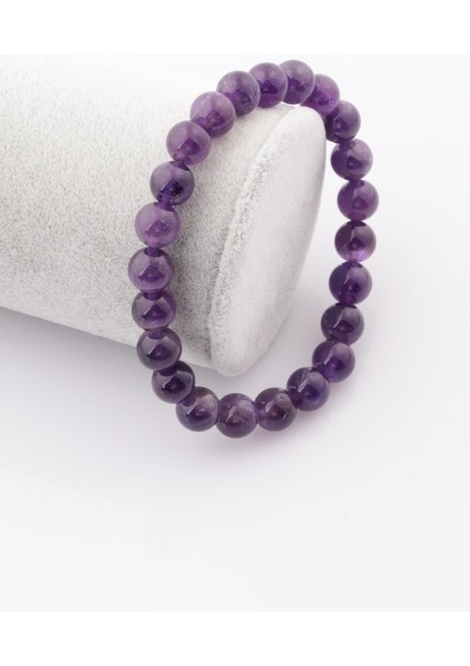 Ametist Doğal Taş Bileklik 8 mm Küre Kesim