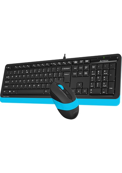 A4 Tech Klavye Mouse Seti USB Kablolu Q Multimedya F1010 Siyah-Mavi