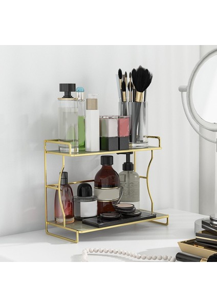 2 Lastik Dresser Tepsi Raf Kozmetik Ekran Mermer Baskı Makyaj Organizatör Modern Depolama Raf Çok Fonksiyonlu Banyo Tezgah | Makyaj Organizatörleri (Yurt Dışından) fırsatları