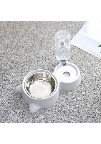 Pet Kedi ve Köpek Çift Kase Anti Boğulma Paslanmaz Çelik Otomatik Içme Suyu Besleyici Çift Amaçlı Kedi Kulak Şekli Pet Besleyici | Köpek Besleme (Yurt Dışından) fırsatları
