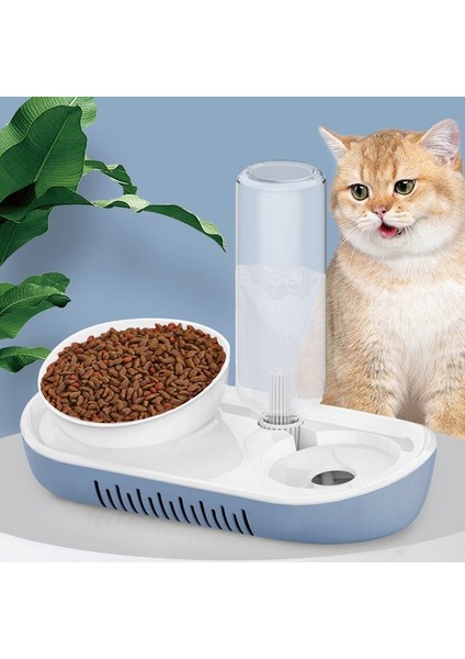 Kedi Otomatik Kediler Için Pet Kase Besleyici Waterer Pet Kase Su ile Dörtlü Içençiler Içme Yükseltilmiş Standı Çanak Kedi Aksesuarları | Kedi Besleme ve sulama Malzemeleri (Yurt Dışından)