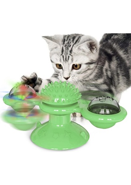Pet Köpek Kedi Oyuncak Döndürme Fırıldak Diş Fırçası Catnip ile Döner Turntable Alay Tırmanma Gıdıklama Topu Bulmaca Oyuncak Pet Ürünleri | Kedi Oyuncakları (Yeşil) (Yurt Dışından)