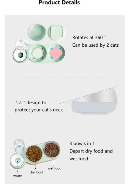 15 ° Kedi Kase ve Otomatik Su Besleyici Küçük Köpek Gıda Konteyner Kuru ve Islak Yiyecekler Veya Iki Evcil Hayvanlar Için, 3'te 3'te | Kedi Besleme ve sulama Malzemeleri (Gri) (Yurt Dışından)