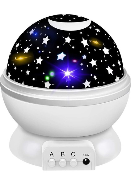 Yıldızlı Gökyüzü Projektör Gece Işık 8 Işık Efekti Modları / USB Soket / 360 ° Dönme - 2021'DE Çocuklar Için Popüler Hediye, (Beyaz) (Yurt Dışından)