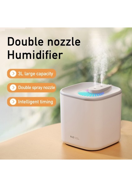 3000 ml Büyük Boylu Çift Sprey Ev Hava Nemlendirici LED Işık ile Masaüstü Mist Maker Ev Ofis Yatak Odası Için Sessiz Püskürtücü | Nemlendiriciler (Yurt Dışından) fiyatları