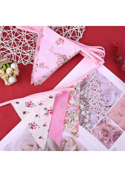 (Pembe) Kumaş Bunting Afiş Vintage Bayrak Parti Ev Bahçe Dekor Için Flamalar (Yurt Dışından)