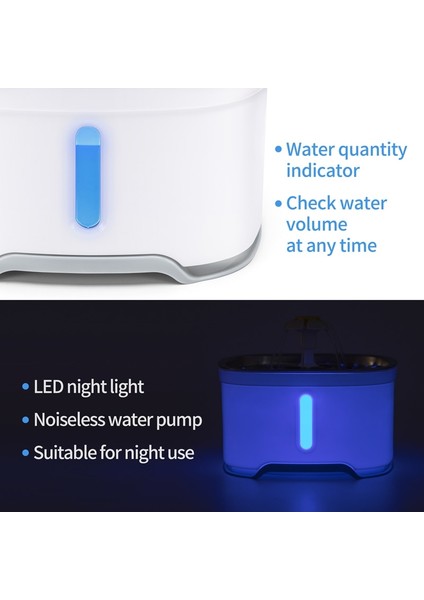2.4l Otomatik Pet Kedi Su Çeşmesi LED Elektrikli USB Köpek Kedi Pet Otomatik Besleyici Kase Pet Içme Çeşmesi Dağıtıcı | Kedi Besleme ve sulama Malzemeleri (Yurt Dışından) fırsatları