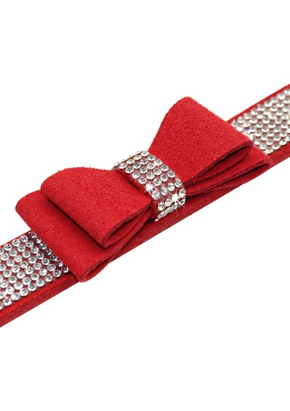 Ilmek Yaka Süet Deri Rhinestone Köpek Yaka ve Tasma Seti Pet Yavru Kedi Küçük Orta Köpekler Için Chıhuahua Yaka Kediler | Köpek Kedi Yaka | Kitten Collarcat Yaka (Kırmızı) (Yurt Dışından) fiyatları