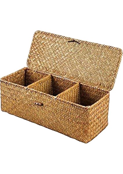 Tuvalet Kağıdı Sepeti 3 Ekose Rattan Tuvalet Banyo Depolama Organizatör Sepeti Takı Kozmetik Depolama Sepeti (Yurt Dışından)