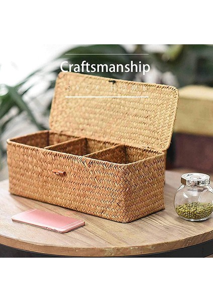 Tuvalet Kağıdı Sepeti 3 Ekose Rattan Tuvalet Banyo Depolama Organizatör Sepeti Takı Kozmetik Depolama Sepeti (Yurt Dışından)