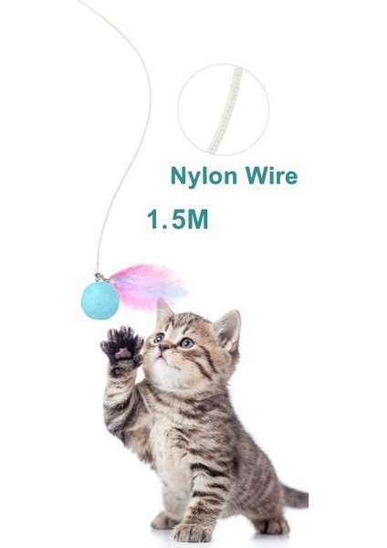 Elektrikli Kedi Oyuncak Teaser Tüy Oyuncaklar Catnip Kedi ile Interaktif Oyuncak Sopa Tüy Değnek Renkli Pet Köpek Malzemeleri | Kedi Oyuncakları (Pembe) (Yurt Dışından)