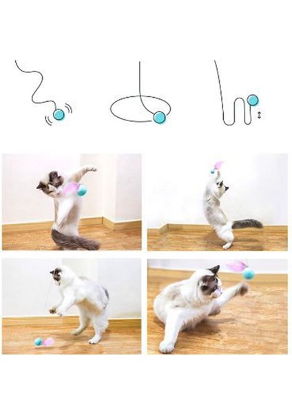 Elektrikli Kedi Oyuncak Teaser Tüy Oyuncaklar Catnip Kedi ile Interaktif Oyuncak Sopa Tüy Değnek Renkli Pet Köpek Malzemeleri | Kedi Oyuncakları (Pembe) (Yurt Dışından)