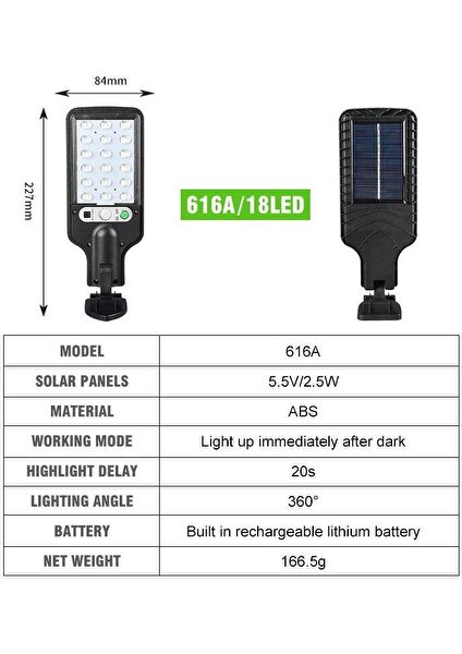 (616A / 18LED) 2x LED Güneş Duvar Işık Pır Hareket Sensörü Dim Dim Lamba Açık Bahçe Sokağı Yeni (Yurt Dışından)