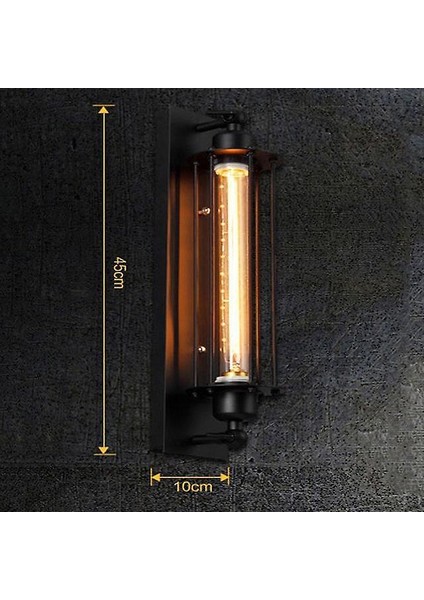 Retro LED E27 Endüstriyel Stil Dekorasyon Duvar Lambası - Siyah (Yurt Dışından)