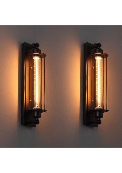 Retro LED E27 Endüstriyel Stil Dekorasyon Duvar Lambası - Siyah (Yurt Dışından)