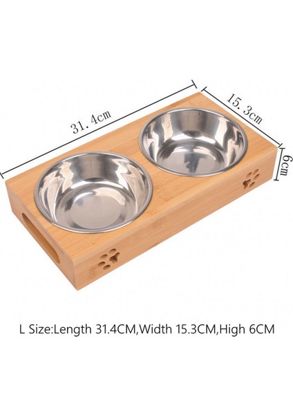 Kedi Köpek Besleyiciler Kaseler Bambu Sofra Paslanmaz Çelik Pet Gıda Su Kase Anti Skid Köpek Kaseler Pet Malzemeleri | Köpek Beslemesi (Yurt Dışından) fırsatları