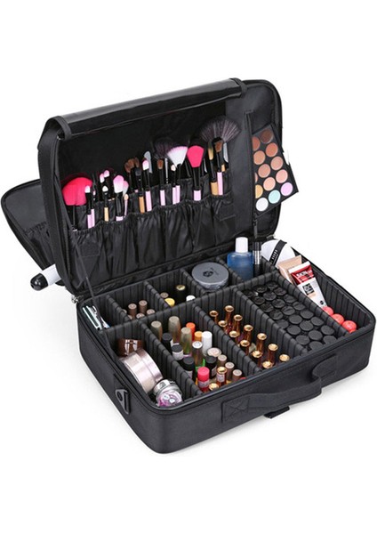Profesyonel Büyük Kapasiteli Organizatör Makyaj Çantası - Siyah (Yurt Dışından) fiyatları
