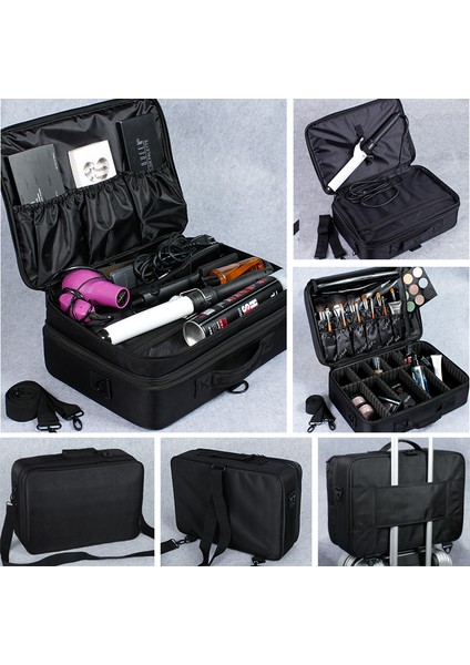 Profesyonel Büyük Kapasiteli Organizatör Makyaj Çantası - Siyah (Yurt Dışından) fırsatları