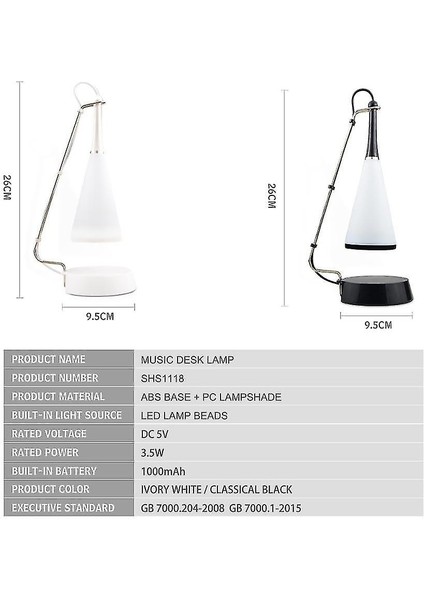 Lambalar Dokunmatik LED Bluetooth USB Masa Lambası Siyah (Yurt Dışından)