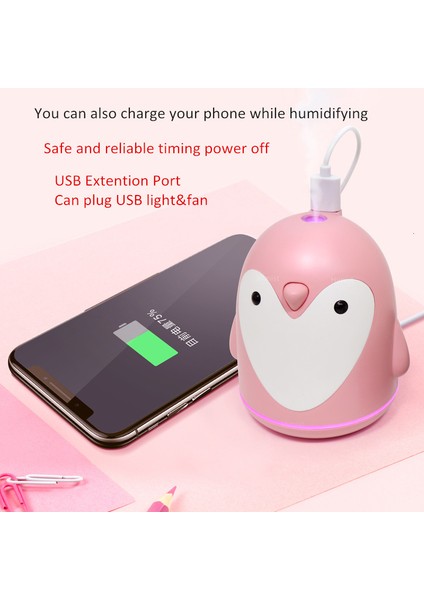 Ultrasonik Hava Nemlendirici USB Aroma Difüzör Penguen 3 In 1 Renkli Gece Lambası Elektrikli Temel Araç Hava Arıtma Mist Maker | Nemlendiriciler (Yurt Dışından)