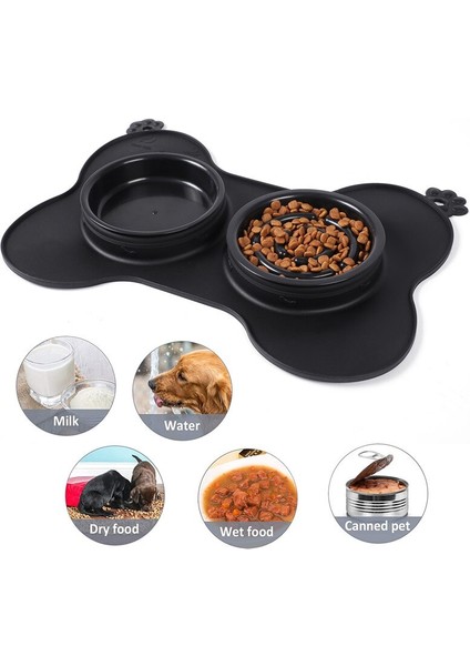 Pet Köpek Yavaş Besleyici Kase 3 In 1 Işlevli Köpek Eğlenceli Gıda Besleme Kase Obeziteyi Önleyin Toksik Olmayan Kaçak Korumalı Kaymaz Silikon Mat | Köpek Beslemesi (Gri) (Yurt Dışından)