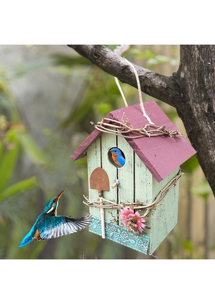 Ahşap Kuş Evi Yuva Kutusu Kuş Kafesi Asılı Kuş Yuvaları Ev Bahçe Dekorasyon Vogelhuisjes Voor Buiten | Kuş Kafesleri ve yuvalar (Yurt Dışından)