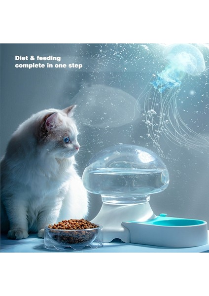 Denizanası Otomatik Kedi Su Çift Kase Çeşmesi Evcil Dispenser Için Büyük Içme Köpek Kase No Elektrik Yok | Kedi Besleme ve sulama Malzemeleri (Pembe) (Yurt Dışından)