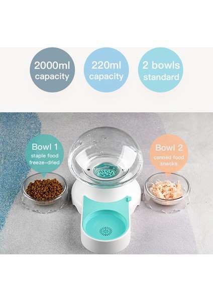 Denizanası Otomatik Kedi Su Çift Kase Çeşmesi Evcil Dispenser Için Büyük Içme Köpek Kase No Elektrik Yok | Kedi Besleme ve sulama Malzemeleri (Pembe) (Yurt Dışından)