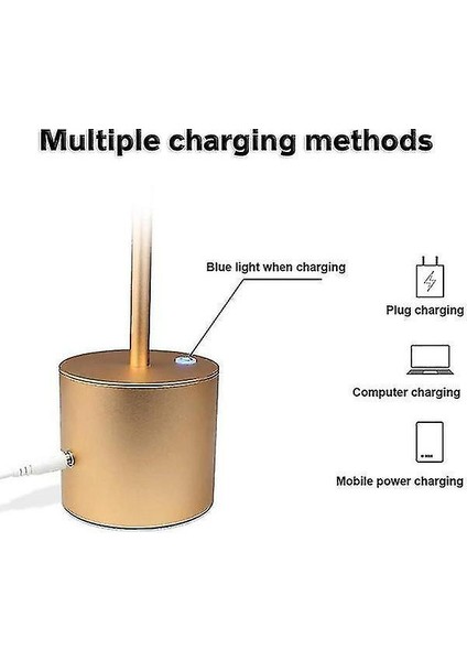 Akülü LED Masa Lambası Taşınabilir USB Şarj Edilebilir (Altın) (Yurt Dışından)