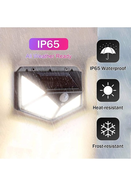 Güneş Işıkları Açık, Yükseltilmiş Hareket Sensörü Güneş Duvar Işıkları Açık (100LED / 1200LM), Süper Parlak Güneş Işıkları IP65 Su Geçirmez 3 Modları 270 (Yurt Dışından)