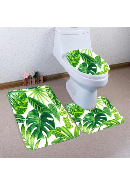 3 Adet Banyo Klozet Kapak Seti Tropikal Yeşil Yaprakları Baskılı Tuvalet Kaide Kaidesi Halı + Kapak Tuvalet Kapağı + Banyo Mat Ev Dekor | Banyo Paspasları (50 * 80 (Yurt Dışından) fiyatları