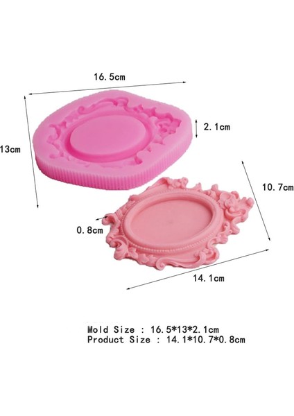 Dıy Ayna Çerçeve Şekli Silikon Kalıp 3D Kek Fondan Kalıp Sabun Kalıp Çikolata Dekorasyon (Pembe) (Yurt Dışından)