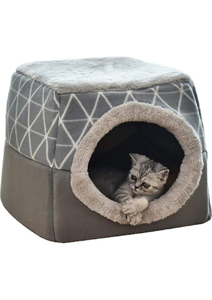 Kedi Mağarası Evi Yatak Pet Nest Uyku Tulumu 2 1 Katlanabilir Cuddly (L) (Yurt Dışından)
