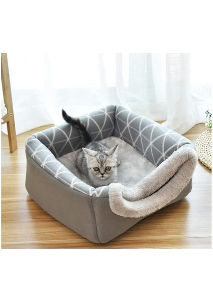 Kedi Mağarası Evi Yatak Pet Nest Uyku Tulumu 2 1 Katlanabilir Cuddly (L) (Yurt Dışından)