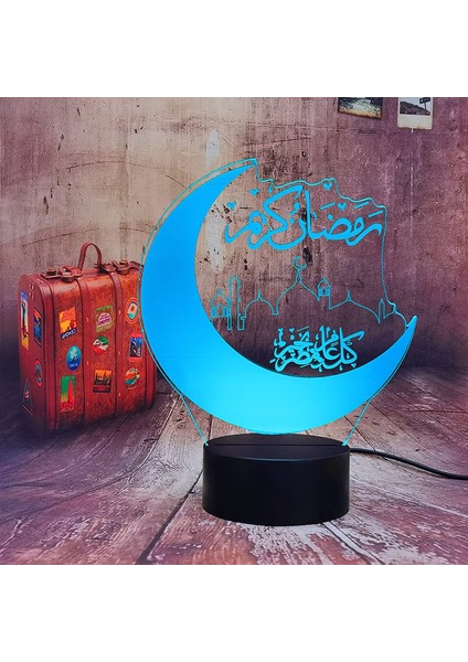 Eid Mubarak Gece Lambası, Ramazan Mübarek Dekoratif LED Işıklar, Eıd Kalesi Kolu Renkli Gece Işık Uzaktan Kumanda, Masa Yılı (Yurt Dışından)