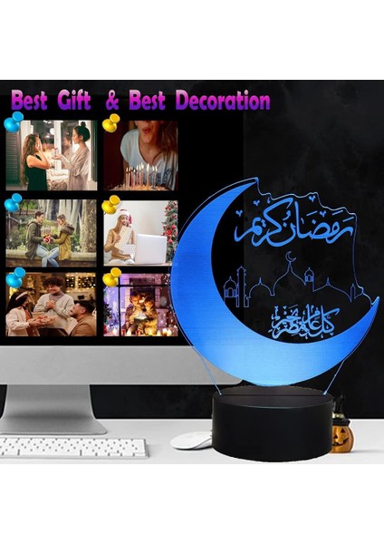 Eid Mubarak Gece Lambası, Ramazan Mübarek Dekoratif LED Işıklar, Eıd Kalesi Kolu Renkli Gece Işık Uzaktan Kumanda, Masa Yılı (Yurt Dışından) fiyatları