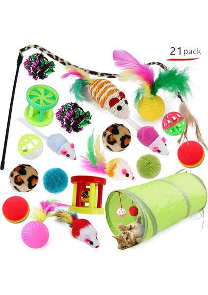 21 Paket Çeşitli Kedi Oyuncaklar Komik Top Fare Fare Interaktif Tüy Sopa Tünel Kediler Oyuncaklar Pet Ürünleri | Kedi Oyuncakları (Yurt Dışından) modelleri