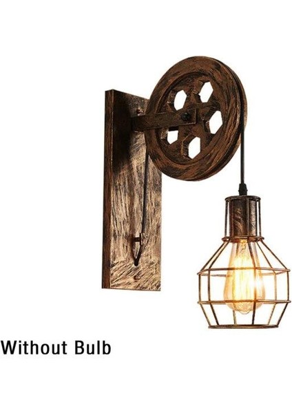 Loft Retro Endüstriyel Stil Kaldırma Duvar Lambası Restoran Yatak Odası Başucu Merdiven Koridor Kasnak Mağazası Duvar Lambası (Bronz) (Yurt Dışından)