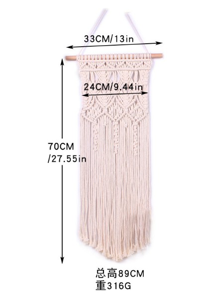 24 * 70 cm Makrome Duvar Asılı Goblen Duvar Dekor Boho Bohemian Dokuma Ev Dekorasyon El Yapımı Oturma Odası Daire Yurt | Dekoratif Gobiyeller (Yurt Dışından)