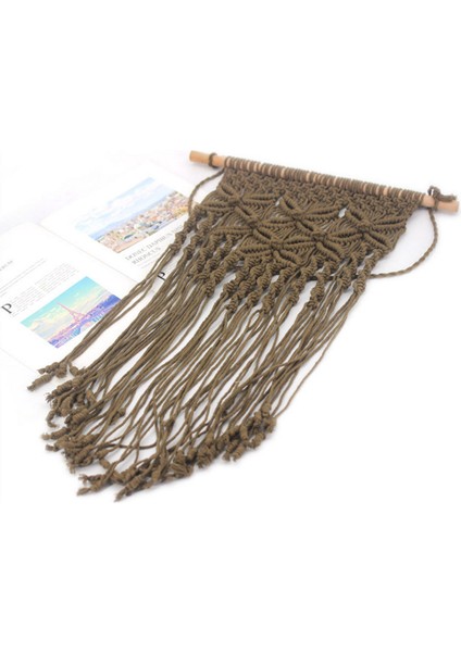 40 * 70 cm Dokuma Duvar Sanatı Boho Stil En Iyi Hediye Duvar Asılı Makrome Goblen Kelebekler Desen El Yapımı Ev Dekor | Dekoratif Gobiyeller (Kahverengi) (Yurt Dışından) modelleri