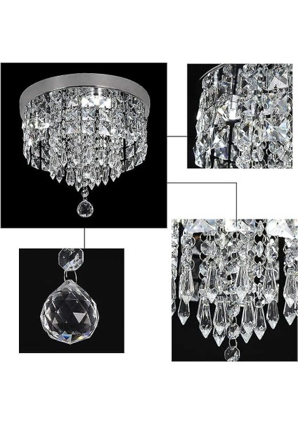 Lambalar Kristal Ch Elier Modern LED Tavan Işık Gömme Montaj Paslanmaz Çelik Fikstür 966; 250MM Boncuklu (Yurt Dışından) fırsatları