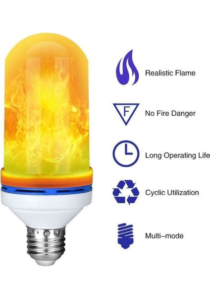 4 Mod E27 LED Alev Etkisi Simüle Edilmiş Ampul Titreşim Lambalar Noel Dekorasyonu (Yurt Dışından)